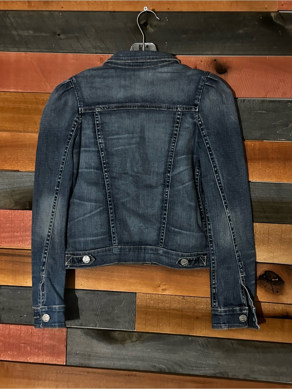 McGuire Jean Dark Wash Jacket fitted puff sleeve cool buttons - Picture 4 of 6